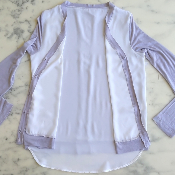 Two Color, Two Fabric and Two Layers Back Long Sleeve Button Down Shirt. - Picture 5 of 7